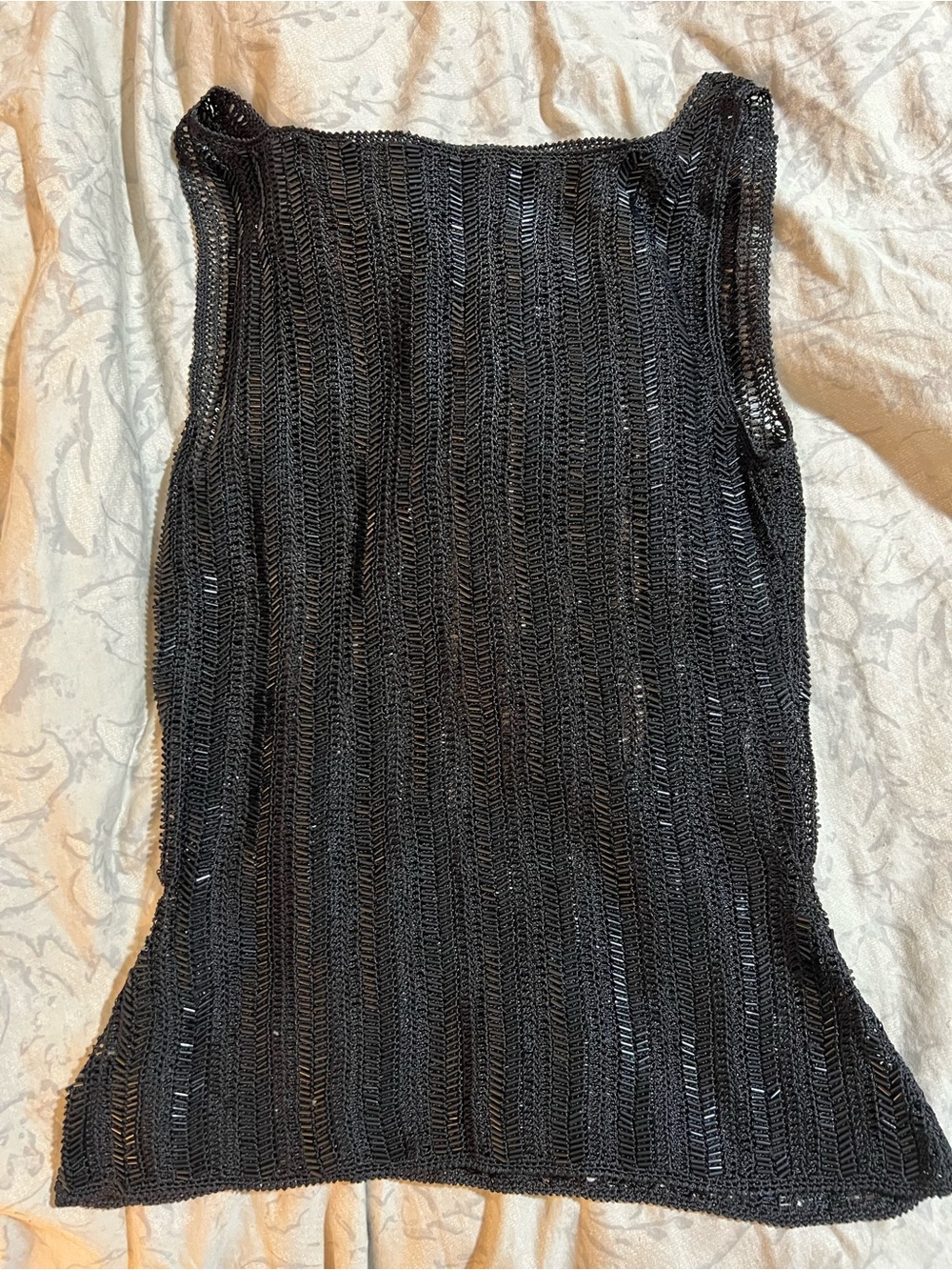 Vintage Beaded Crochet Fishnet Top
